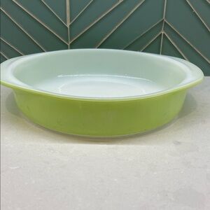 Vintage Lime Green Milk Glass Pyrex 221 Casserole Dish